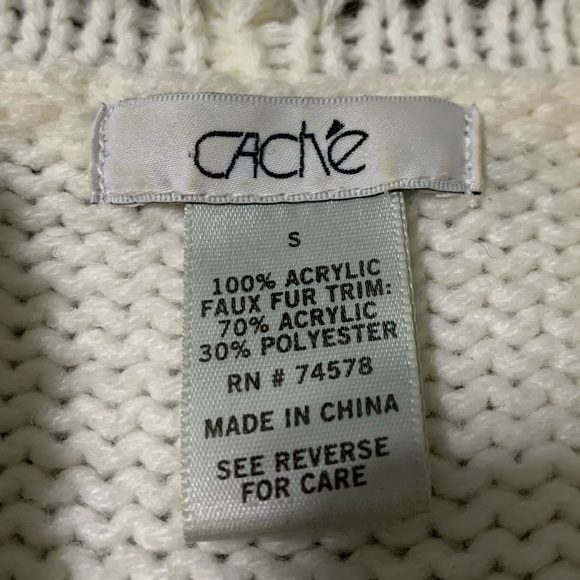 Caché Cream Brown Fur trim Vest; Small - Picture 4 of 7